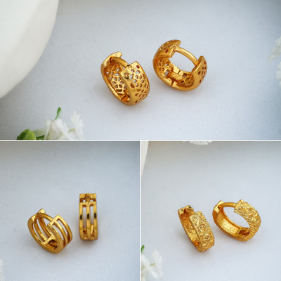 Weroxa Combo of 3 Brass Hoop Earring
