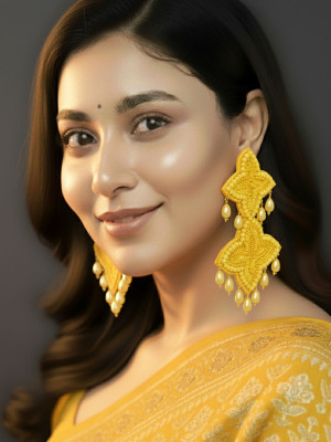 Fashion Fusion Geometric Fabric Earrings & Beads Handmade Earrings For Women Beads Fabric Drops & Danglers