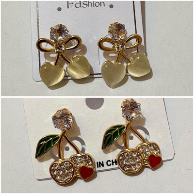 Mishti Jewels Combo of 2 Korean Earrings Stone Earrings For Girls and Women Alloy Earring Set