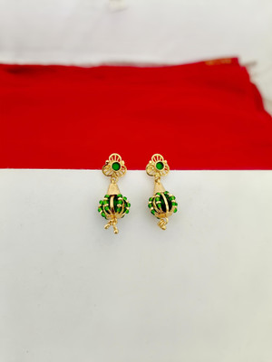 KAKOSHI IMITATION WOMEN EARRING Emerald Brass Drops & Danglers