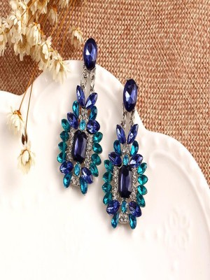 YELLOW CHIMES Designer Fashion Blue Drop Earring for Women & Girls Crystal Alloy Stud Earring