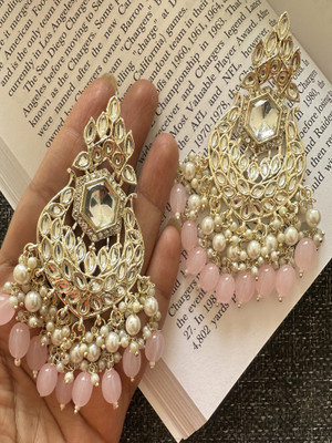 VATSALYA creation Uncut Kundan Pink Beads Alloy Earring Set