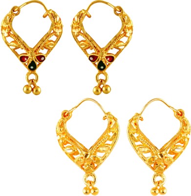 Divastri ear rings for girls south earrings combo bali traditional 1 gram gold Ruby Brass, Copper, Stone, Alloy, Enamel, Metal Earring Set