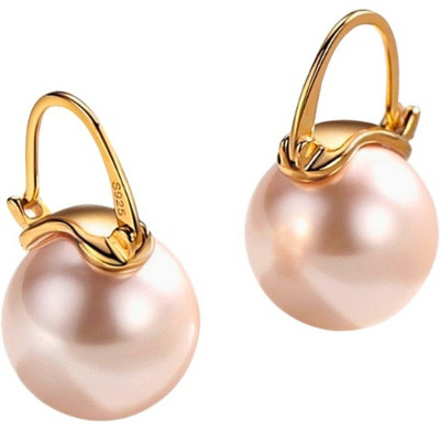 THE DM COLLECTION Fashion Korean White Pearl Earrings for Girls Brass Earring Set