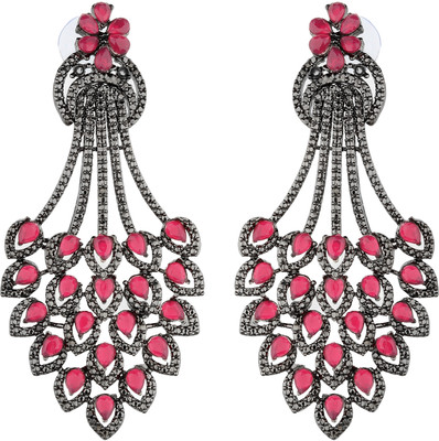Arti creations Party Wear Korean Black Plated Pearl & Stone Beaded Earring set Cubic Zirconia Alloy, Stone Drops & Danglers, Tassel Earring