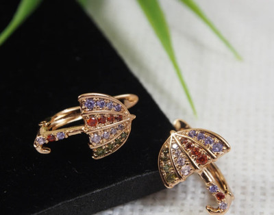 Vjoshijewels Gold Plated Multi Coloured Umbrella Shaped Xuping Earring Copper Stud Earring