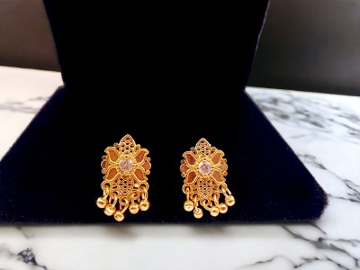 Royal Covering Latest Floral Designed 1 Gram Gold Plated Stud Earring for Women & Girls, Copper, Brass Earring Set, Stud Earring