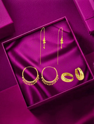 blush bella traditional Bali combo 1 gram pack of 3 gold plated earrings jhumka for women Brass Chandbali Earring