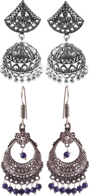 Haniya Oxidized Silver plated handmade Jhumka Jhumki Earrings Brass, Alloy Jhumki Earring