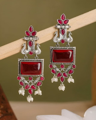 Vigilantee Jewels Lightweight Modern Western Premium Oxidised Trendy Earrings alloy Beads, Pearl Alloy Earring Set, Drops & Danglers, Chandbali Earring, Plug Earring