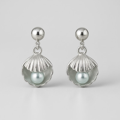 iQna Silver Shell Pearl Drop Earrings for Women & Girls | Elegant Stylish Jewelry Alloy Drops & Danglers