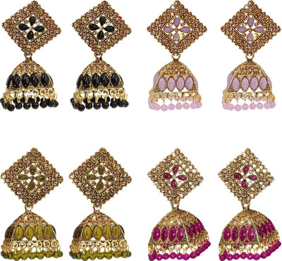 Malana Merino Women Earrings Jhumka Jewelry for Girls Jhumki for Every Occasion Set of 4 Alloy Jhumki Earring