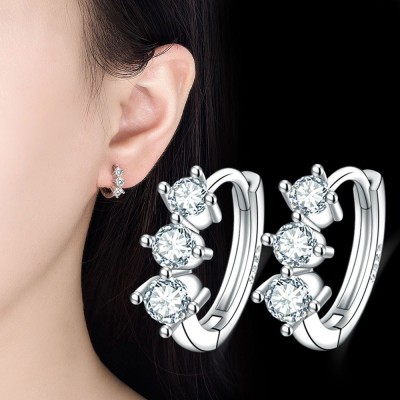 MYKI Solitaire Hoop Earrings For Women & Girls Cubic Zirconia Metal Hoop Earring