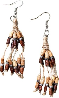 Whe Multilayer Jute, Wooden Beads Earrings Wood Ear Thread