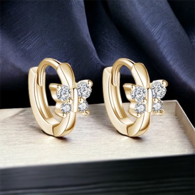 MYKI Pleasing Butterfly Hoop Earring For Women & Girls Cubic Zirconia Alloy Plug Earring