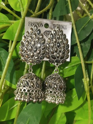 shri g oxidised jhumki Alloy Jhumki Earring