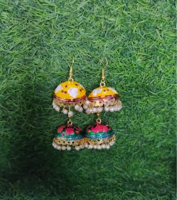 Kaima Traditional Latest Meenakari Beads Jhumka Earrings Jhumki Beads Alloy Jhumki Earring