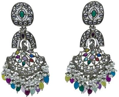 ShreyaJewels Traditional Oxidised Earrings Pearl Beads Drops, Ethnic Indian Alloy Jhumki Earring