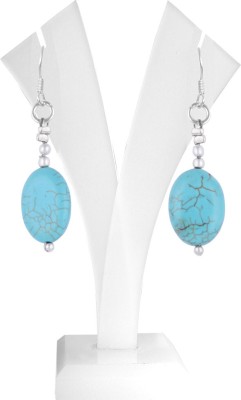 Pearlz Ocean 2.5 Inch Turquoise Howlite Oval Shaped Alloy Drops & Danglers