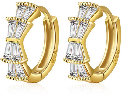 MYKI Beautiful Bugget Minimal Earrings For Women & Girls Cubic Zirconia Metal Hoop Earring