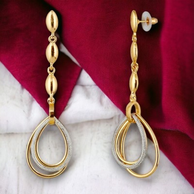 Lucky Jewellery Designer 18k Gold Plated Stylish Fancy Long Hanging Earrings For Girls & Women Brass Tassel Earring