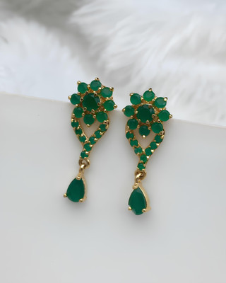 PBM CREATIONS GOLD PLATED AD STONE WEDDING JHUMKI / PEARL STUD / KUNDAN BEADS EARRING Copper Drops & Danglers, Jhumki Earring