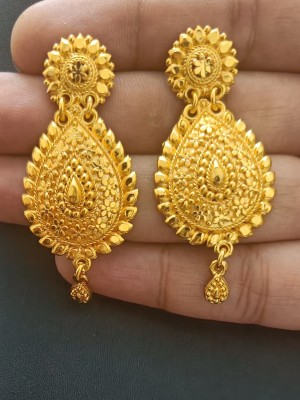 Gorkhastyle Guaranteed 24 crt Micron Plating Golden Earringsi ko Gold Chandbali Earring