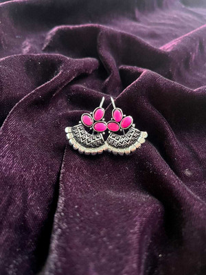 Hengar Traders Oxidise_Kundan_Pink-3 Cubic Zirconia Alloy Earring Set