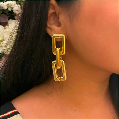 TheVineGirl Korean Golden Chunky Chain Link Drop Earrings For Women/Girls Alloy Drops & Danglers