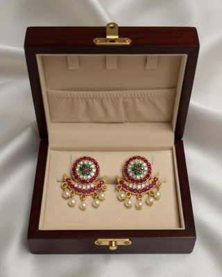 DEESHINE Crescent Pearl Drop Studs For Women & Girls. Beads, Pearl Alloy Chandbali Earring