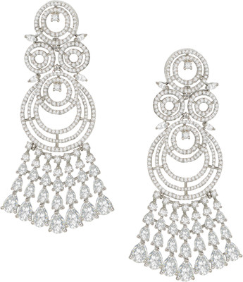 Sangria Silver-Toned Diamond Shaped Drop Earrings Brass Drops & Danglers