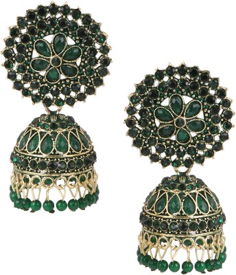 Shimol Golden Dome Shaped Jhumkas Earrings Alloy, Brass Jhumki Earring Zircon Alloy Jhumki Earring