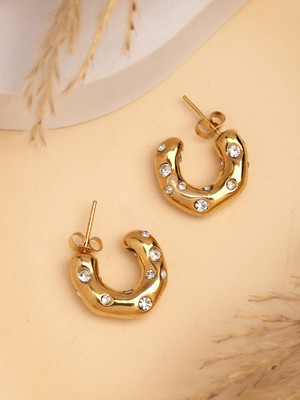 NVR Handcrafted Cubic Zirconia Alloy Hoop Earring