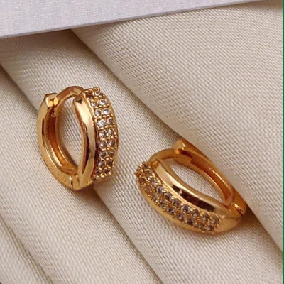 TULSI ENTERPRISE Gold Plated Huggie Earrings for Women & Girls (Pack of 1 Pair) Brass Huggie Earring