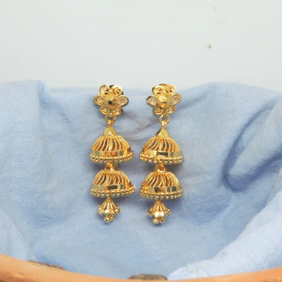 LUV FASHION Traditional 1gm gold n micron plated jumkhi made with brass Brass Jhumki Earring