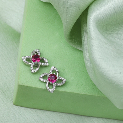 Maira Geometric Square Design Drop 925 Sterling Silver Stud Earring