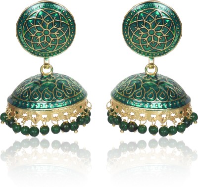 Nilu's Collection Traditional Gold Plated Handmade Meenakari Jhumka Earrings for Women & Girls Brass Jhumki Earring