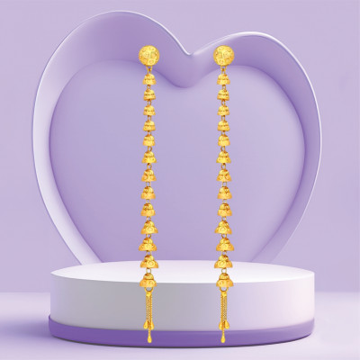 blush bella long suidhaga earings for girls 1 gram gold plated Brass Ear Thread