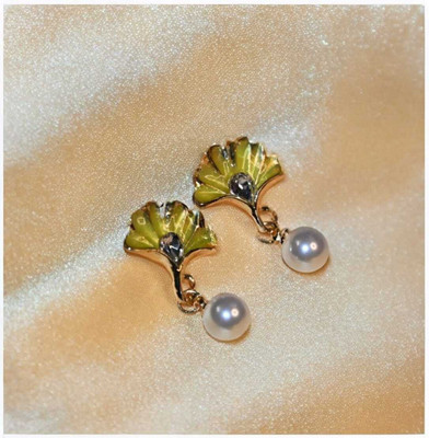 RV YUWON Pearl And Shell Gold Plated Earrings - ArtsCrafted Cubic Zirconia Alloy Stud Earring, Drops & Danglers