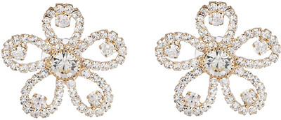 Dressberry Silver Color Silver Hoops Brass Earrings Brass Rhinestone Studs