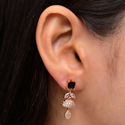 LaBezons Midnight Majesty Jhumka Earrings Diamond Stainless Steel Jhumki Earring