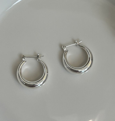 AKISON JEWELS Shiny Silver Small Hoop earring Korean Earrings For Women Girls Western Earring Alloy Hoop Earring, Earring Set