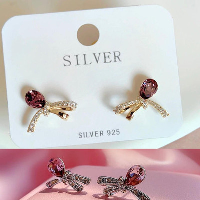 Qalakriti Beautiful stud Amber Brass Stud Earring