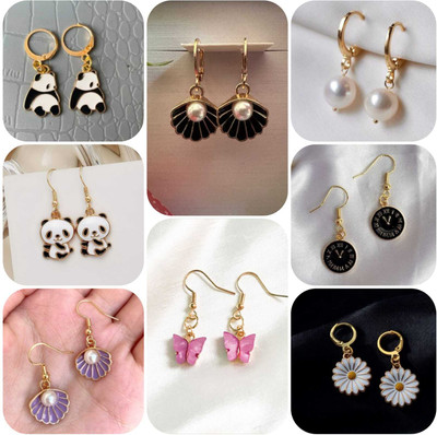 ELCETRATD JEWELLERY Shimmering beautiful pack of 8 earrings combo for women and girls Crystal Alloy Earring Set