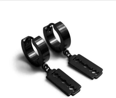 house of common Stylish Titanium Plated Blade Earrings Stainless Steel Huggie Earring