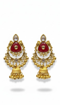 TR HAUTE Traditional Kashmiri jhumka earrings Crystal Brass Jhumki Earring