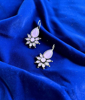 Hengar Traders Flower_Kundan_Purple-3 Cubic Zirconia Alloy Earring Set