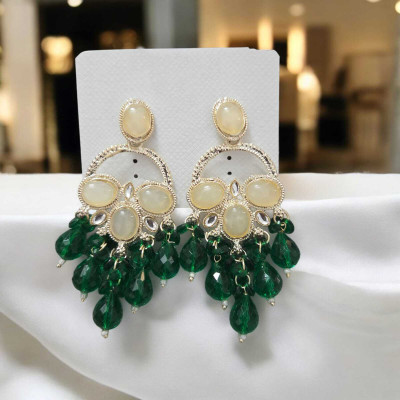 Wine Jewellery Green Earrings Alloy Chandbali Earring