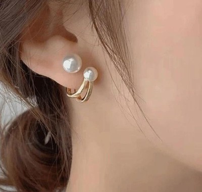 DEVISHA Devisha Korean Double Sided Pearl 2 in 1 Alloy Stud Earring