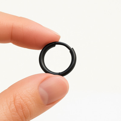 COMMON ETAIL Bali_HOOP_BLK Alloy Hoop Earring